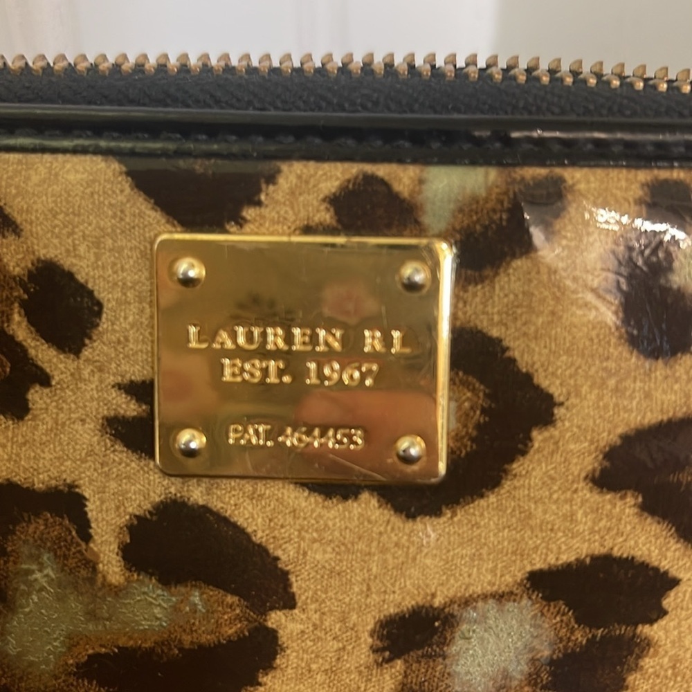 Lauren Ralph Lauren Leopard Print Zip Wallet with Gold Accents - Picture 2 of 5